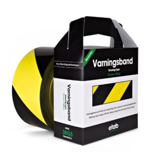 Varningsband 75mmx500m gul/svart
