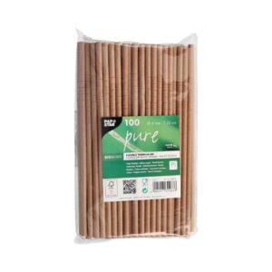 Sugrör PURE papp böjbar 20cm brun 100/fp
