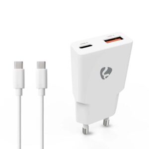 Laddare vägg NEDIS GaN 2xUSB-A/C 1m vit