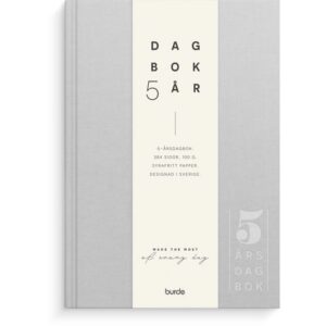 5-årsdagbok ljusgrå linnetextil