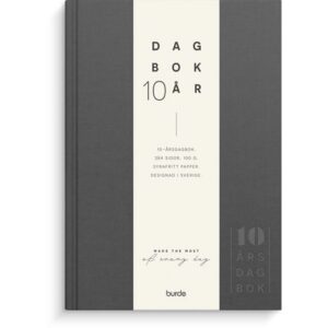 10-årsdagbok mörkgrå linnetextil