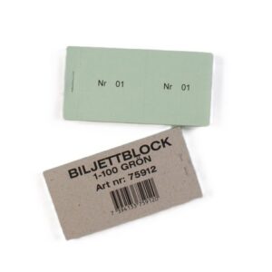 Biljettblock 1-100 grön