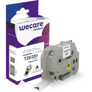 Tape WECARE 24mm TZe-251 svart på vit