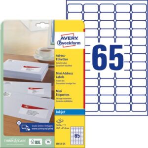 Etikett AVERY QD 38,1x21,2mm 1625/fp