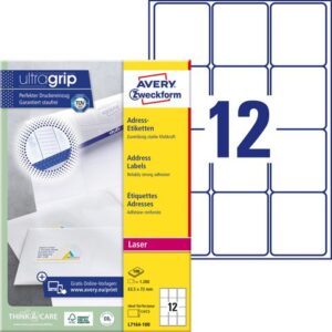 Etikett AVERY UG 63,5x72mm 1200/fp