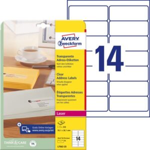 Etikett AVERY transp 99,1x38,1mm 350/fp