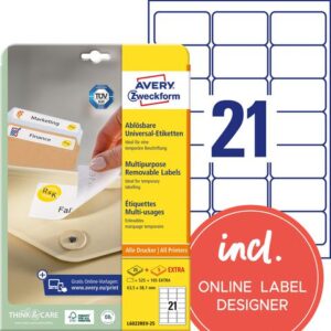 Etikett AVERY avtagb 63,5x38,1mm 630/fp