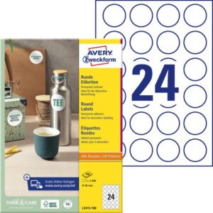 Etikett AVERY avtagb rund 40mm 2400/fp