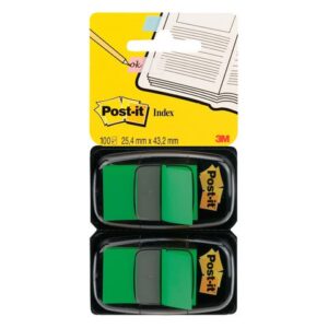 Index POST-IT 25,4x43,2mm grön 100/fp