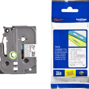 Tape BROTHER TZE145 18mm vit på klar