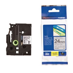 Tape BROTHER TZEM951 24mm svart på silv.