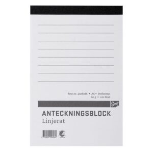 Anteckningsblock A6 100 blad perf linj