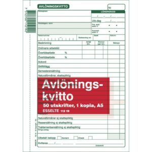 Blankett avlöningskvitto A5 50 bl mkopia