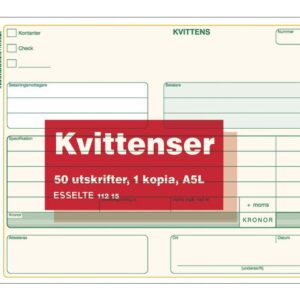 Blankett kvittens A5L 2x50 blad kopia
