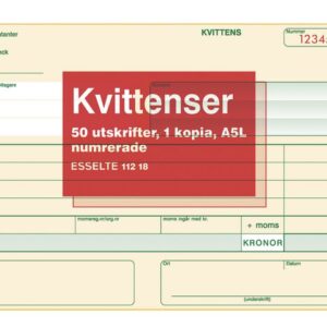 Blankett kvittens numrerad A5L 2x50 blad