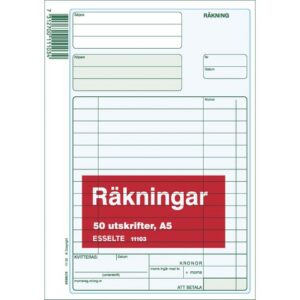 Blankett räkning utan kopia A5 50 blad
