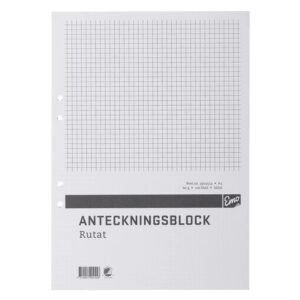 Anteckningsblock A4 100 blad hål TF rut