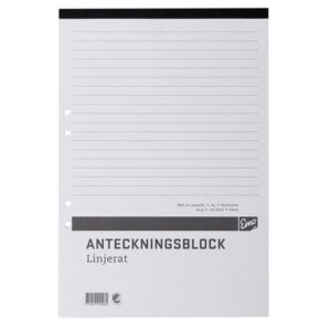 Anteckningsblock A4 100bl hål perf linj