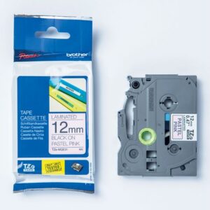 Tape BROTHER TZEMQE31 12mm svart på rosa