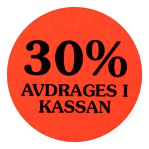 Etikett 30% avdrages i kassan 2000/RL