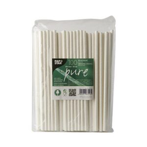 Sugrör PURE papper 6mmx20cm vit 100/fp