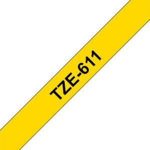 Tape BROTHER TZE611 6mm svart på gul