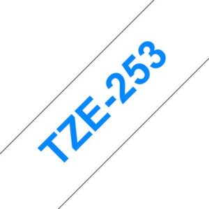 Tape BROTHER TZE253 24mm blå på vit