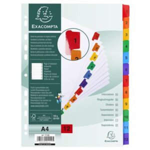 Kartongregister EXACOMPTA 1-12 multifärg