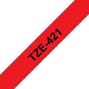 Tape BROTHER TZE421 9mm svart på röd