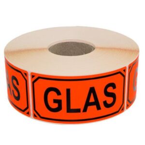 Varningsetikett Glas text 1000/rl