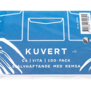 Kuvert konsument C6 80g remsa vit 100/fp