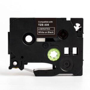 Tape 12mm TZe-335 vit på svart