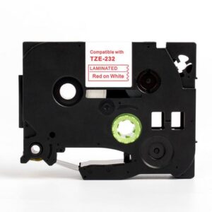 Tape 12mm TZe-232 röd på vit