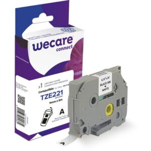 Tape WECARE 9mm TZe-221 svart på vit
