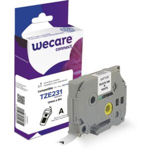 Tape WECARE 12mm TZe-231 svart på vit