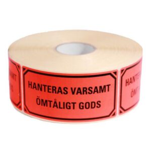 Varningsetikett Hanteras varsamt 1000/rl