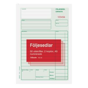 Blankett följesedel A5 3x50 bl num