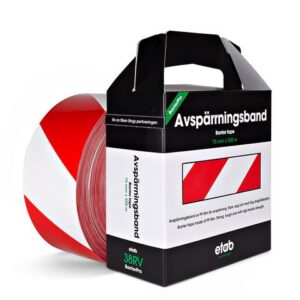 Varningsband 75mmx500m röd/vit