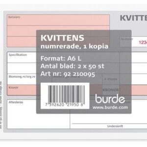 Blankett kvittens A6L 2x50 blad kopia