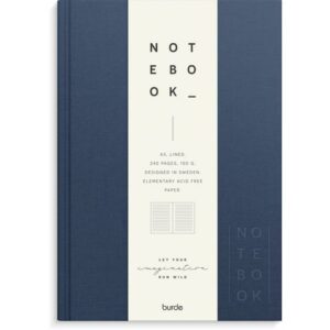 Ant.bok BURDE A5 textil linj mörkblå