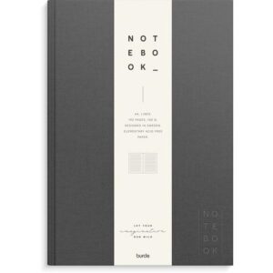 Ant.bok BURDE A4 textil linj mörkgrå